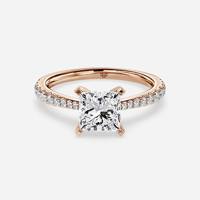 Firefly Rose Gold Plain Band Bridal Set Engagement Ring