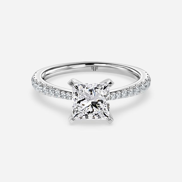 Firefly White Gold Plain Band Bridal Set Engagement Ring