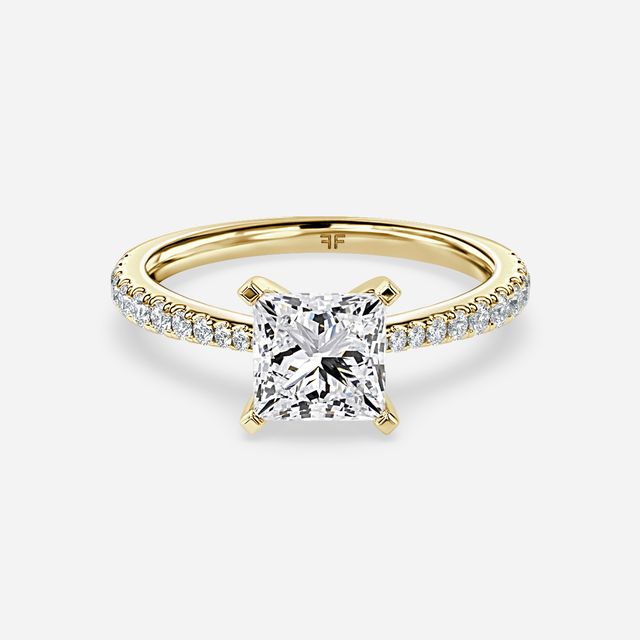 Firefly Yellow Gold Plain Band Bridal Set Engagement Ring