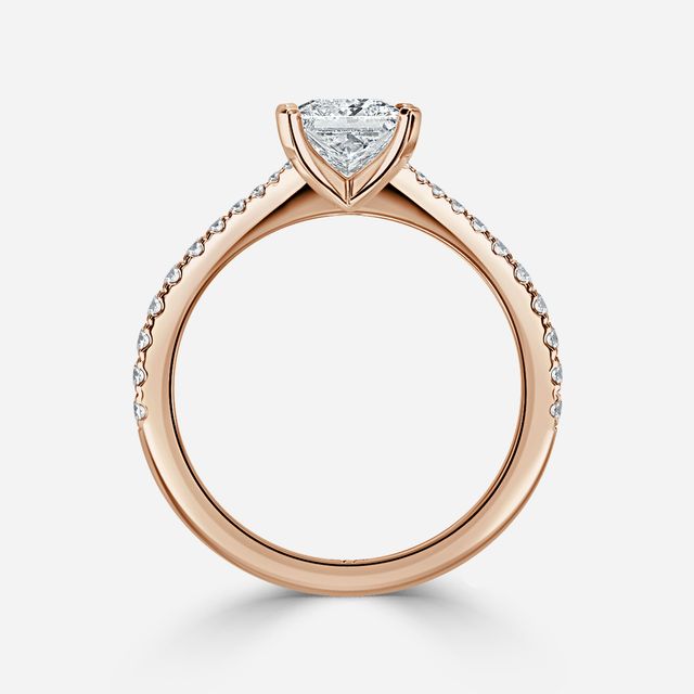 Firefly Rose Gold Plain Band Bridal Set Engagement Ring