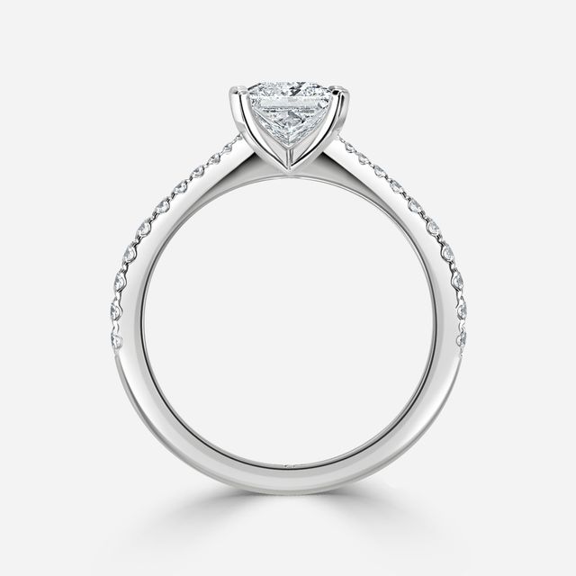 Firefly White Gold Plain Band Bridal Set Engagement Ring