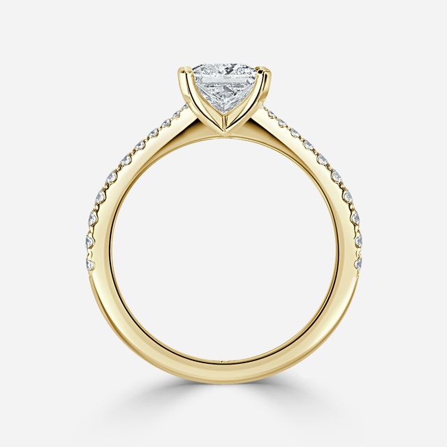Firefly Yellow Gold Plain Band Bridal Set Engagement Ring