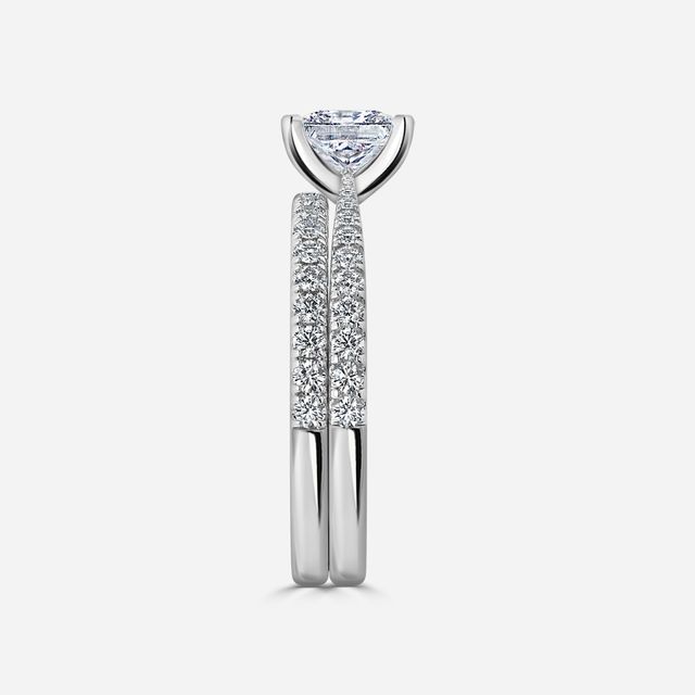 Firefly White Gold Pavé Band Bridal Set Engagement Ring
