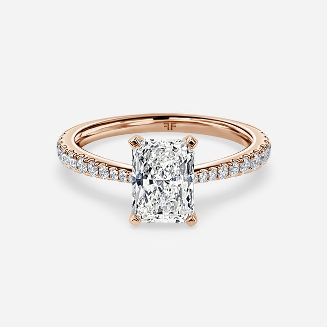 Firefly Rose Gold Plain Band Bridal Set Engagement Ring