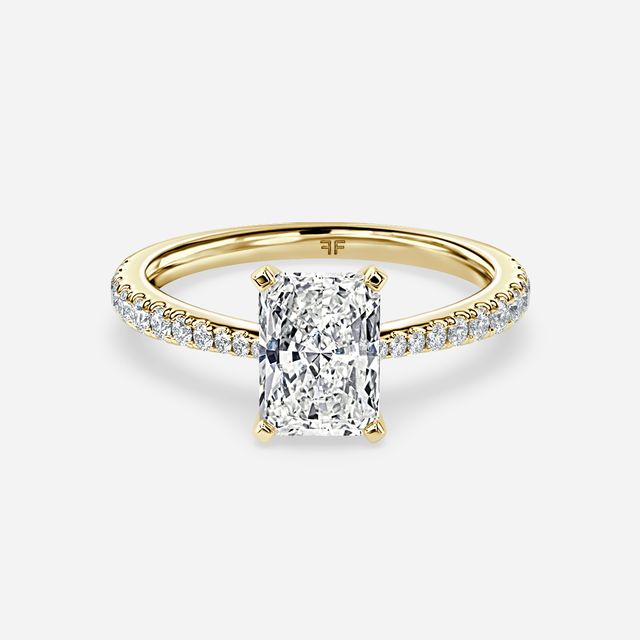 Firefly Yellow Gold Plain Band Bridal Set Engagement Ring