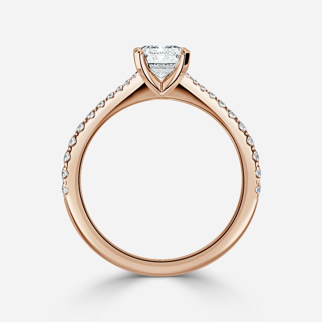 Firefly Rose Gold Plain Band Bridal Set Engagement Ring