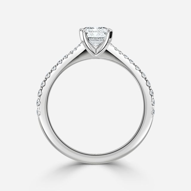 Firefly Platinum Plain Band Bridal Set Engagement Ring