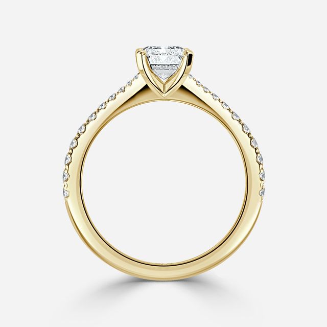 Firefly Yellow Gold Plain Band Bridal Set Engagement Ring