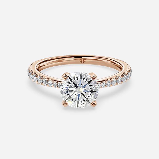 Firefly Rose Gold Plain Band Bridal Set Engagement Ring