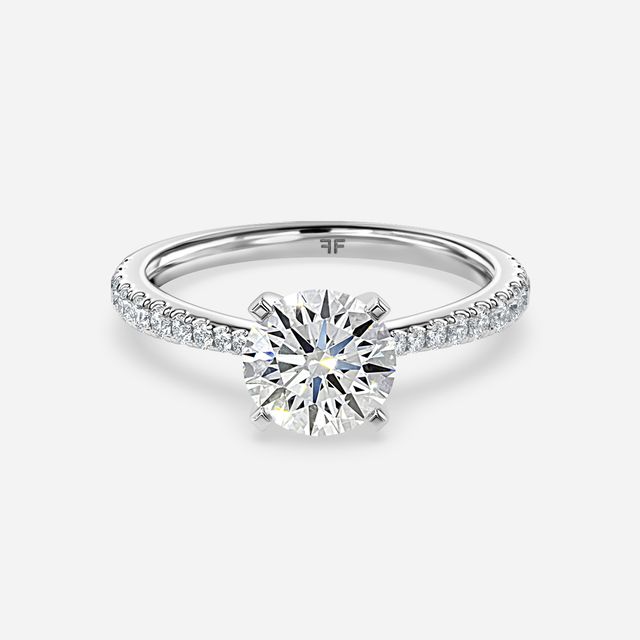 Firefly White Gold Plain Band Bridal Set Engagement Ring