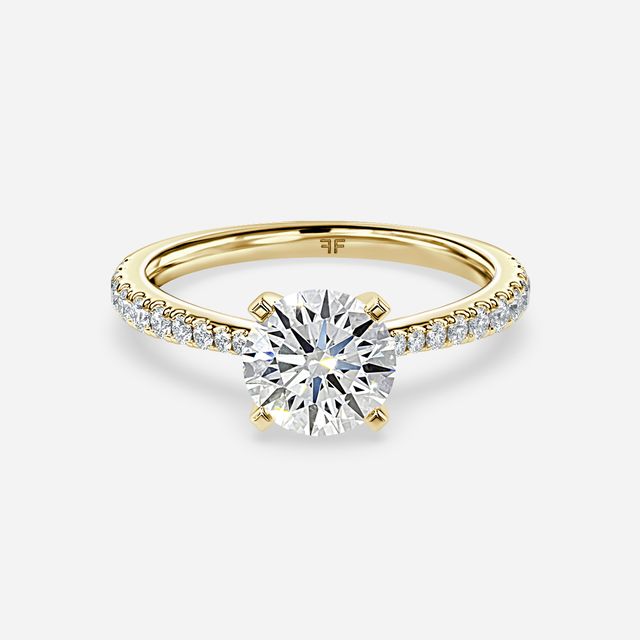 Firefly Yellow Gold Pavé Band Bridal Set Engagement Ring