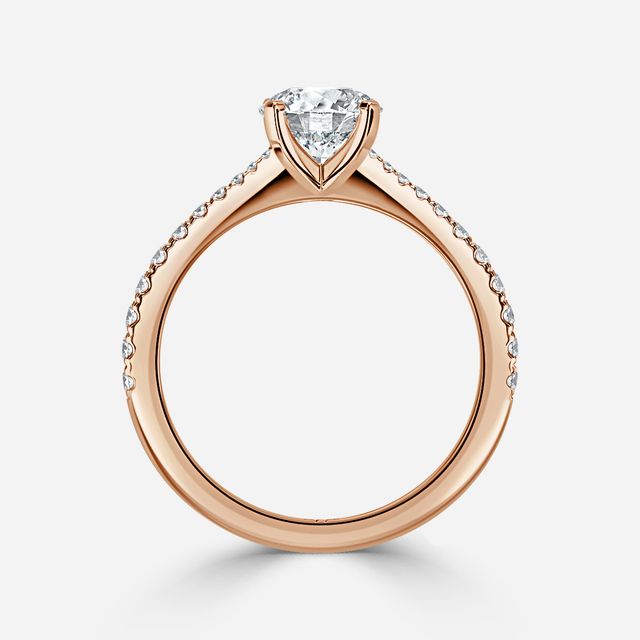 Firefly Rose Gold Plain Band Bridal Set Engagement Ring