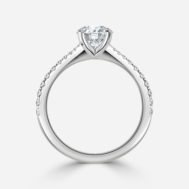Firefly White Gold Plain Band Bridal Set Engagement Ring