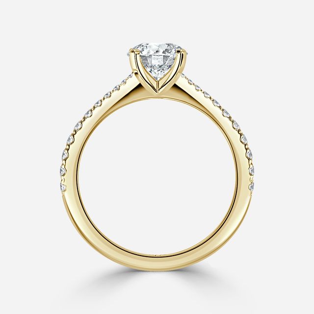 Firefly Yellow Gold Pavé Band Bridal Set Engagement Ring