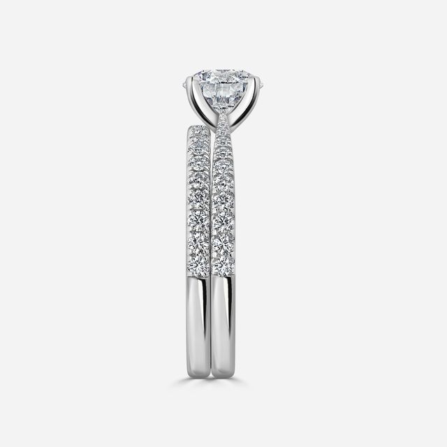 Firefly White Gold Pavé Band Bridal Set Engagement Ring