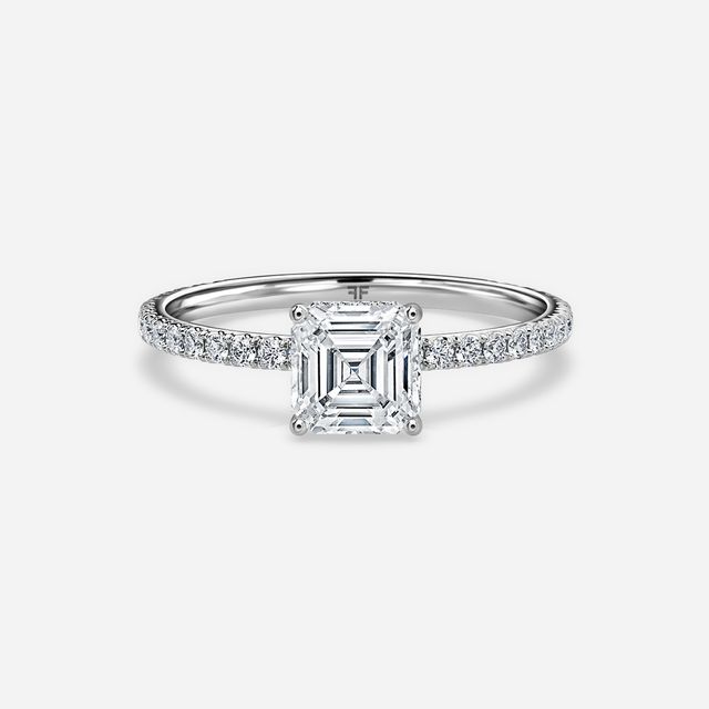 Sadie Petite Platinum Pavé Band Bridal Set Engagement Ring