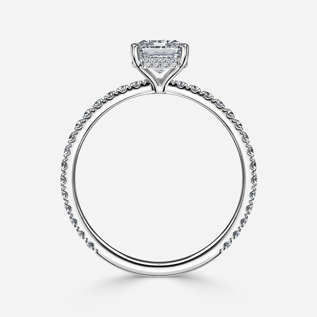 Sadie Petite Platinum Pavé Band Bridal Set Engagement Ring