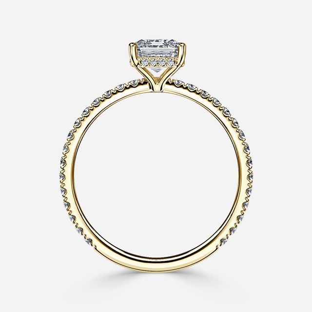 Sadie Petite Yellow Gold Plain Band Bridal Set Engagement Ring