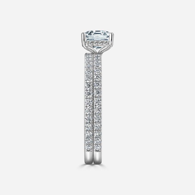 Sadie Petite Platinum Pavé Band Bridal Set Engagement Ring