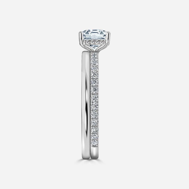 Sadie Petite Platinum Plain Band Bridal Set Engagement Ring