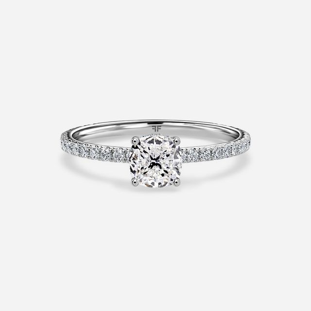 Sadie Petite Platinum Pavé Band Bridal Set Engagement Ring