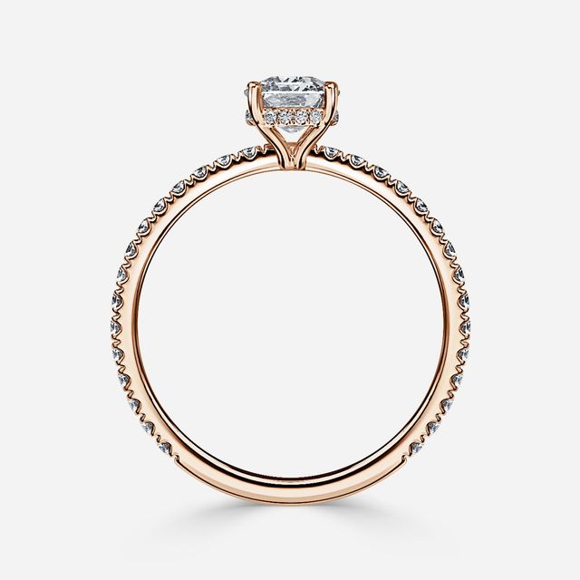 Sadie Petite Rose Gold Plain Band Bridal Set Engagement Ring