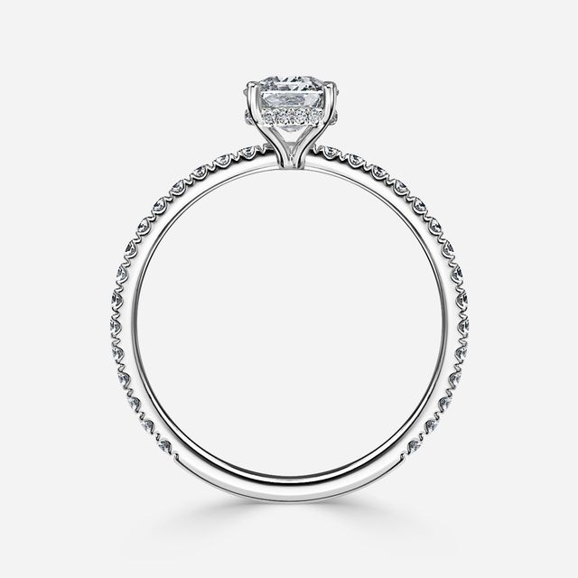 Sadie Petite Platinum Pavé Band Bridal Set Engagement Ring