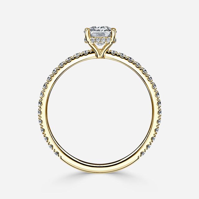 Sadie Petite Yellow Gold Plain Band Bridal Set Engagement Ring