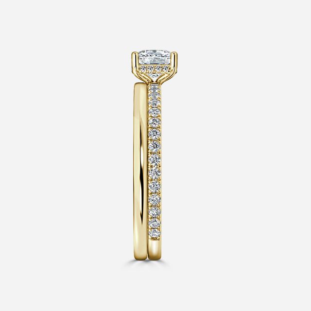 Sadie Petite Yellow Gold Plain Band Bridal Set Engagement Ring