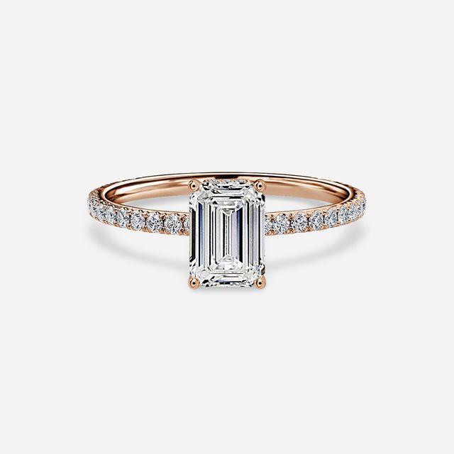 Sadie Petite Rose Gold Plain Band Bridal Set Engagement Ring