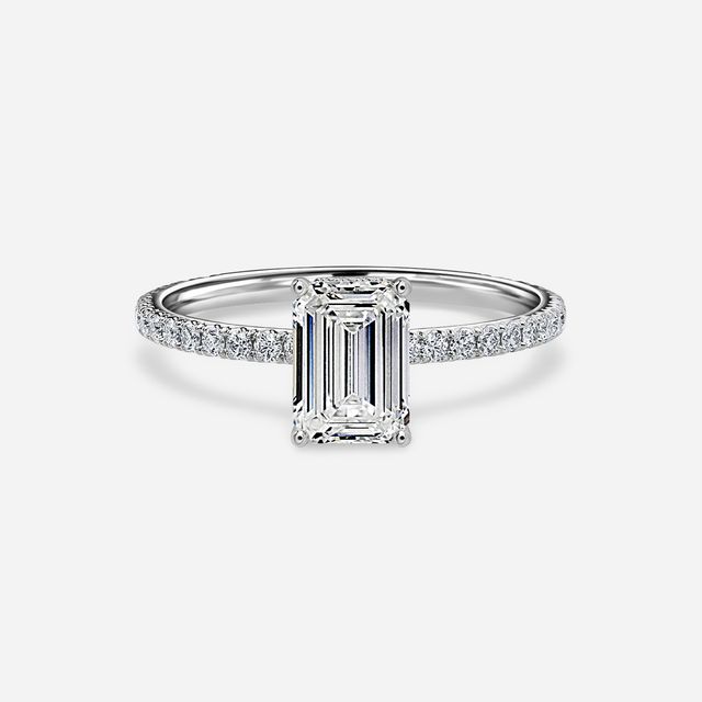 Sadie Petite Platinum Pavé Band Bridal Set Engagement Ring