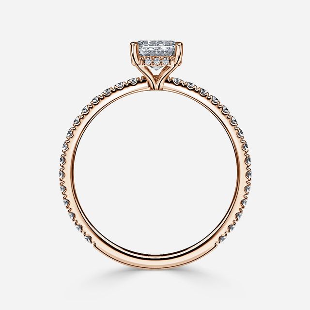 Sadie Petite Rose Gold Plain Band Bridal Set Engagement Ring