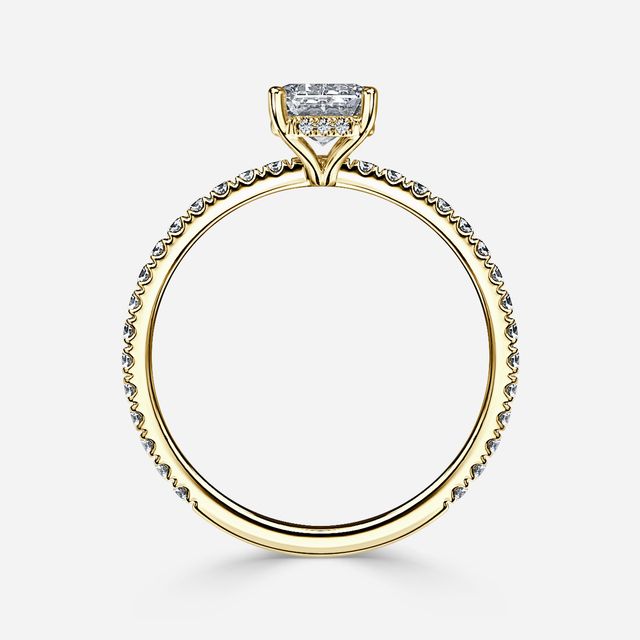 Sadie Petite Yellow Gold Plain Band Bridal Set Engagement Ring