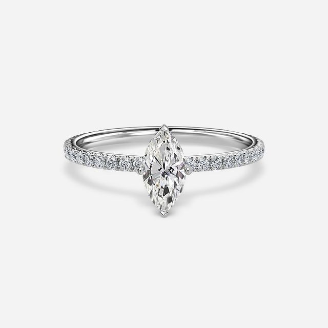 Sadie Petite White Gold Pavé Band Bridal Set Engagement Ring