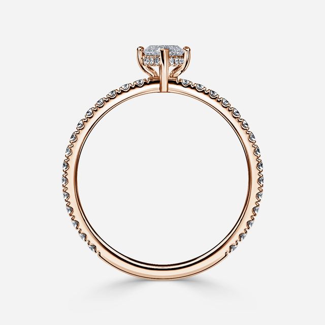 Sadie Petite Rose Gold Plain Band Bridal Set Engagement Ring