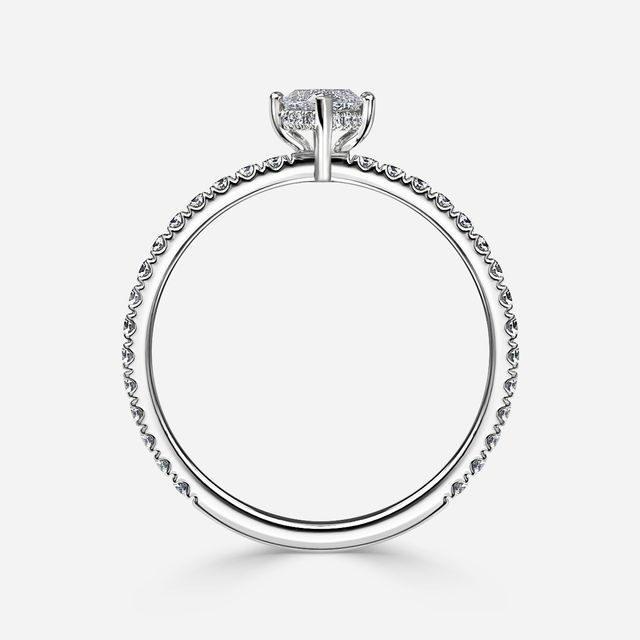 Sadie Petite White Gold Pavé Band Bridal Set Engagement Ring
