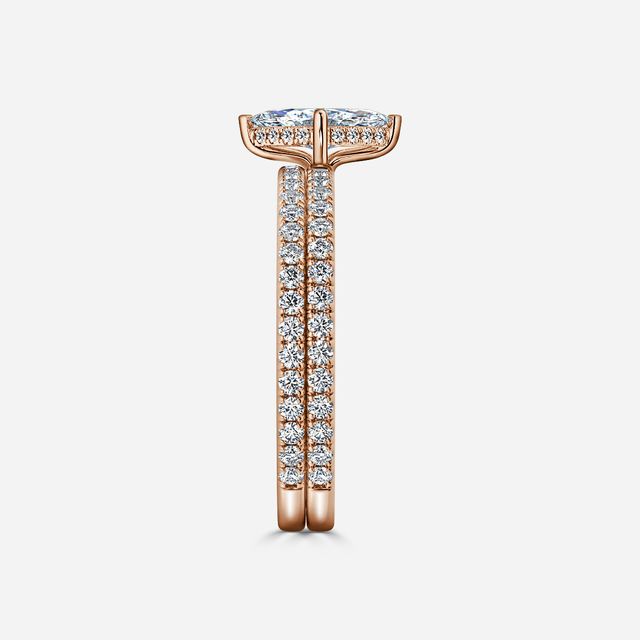 Sadie Petite Rose Gold Pavé Band Bridal Set Engagement Ring