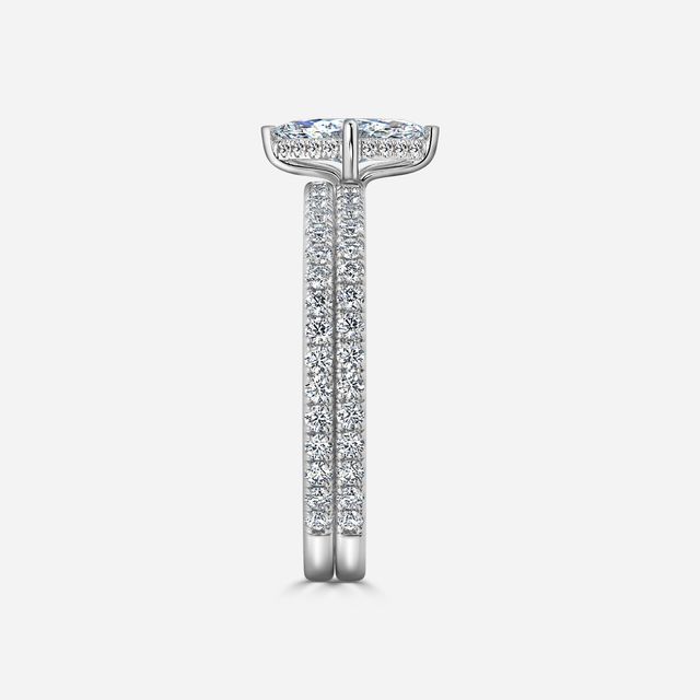 Sadie Petite White Gold Pavé Band Bridal Set Engagement Ring