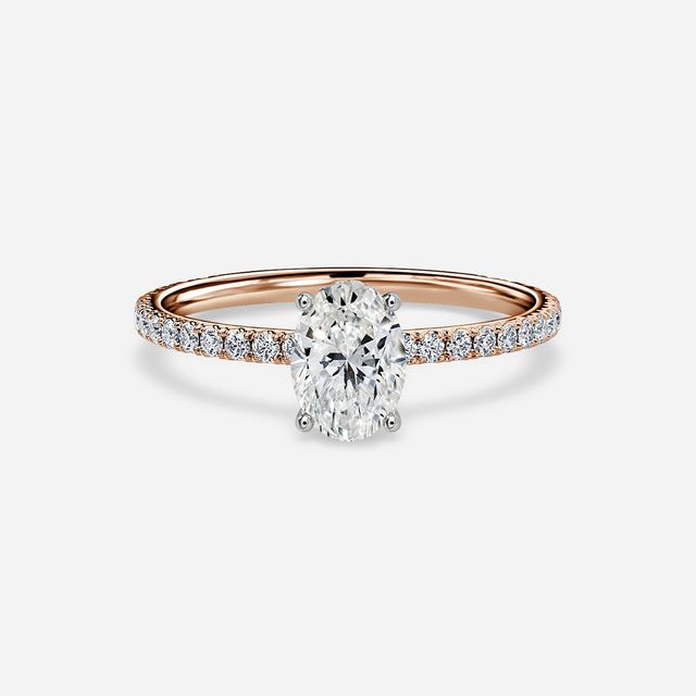 Sadie Petite Rose Gold Plain Band Bridal Set Engagement Ring