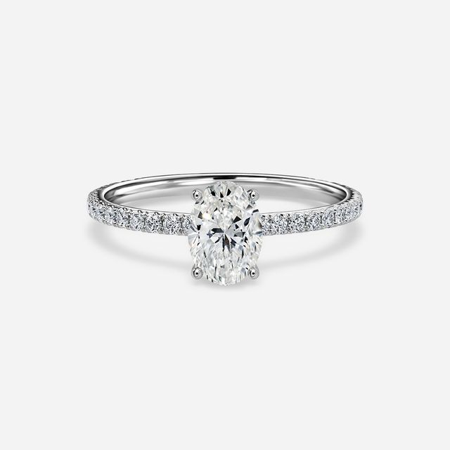 Sadie Petite Platinum Plain Band Bridal Set Engagement Ring