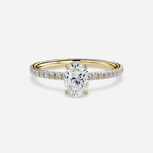 Sadie Petite Yellow Gold Plain Band Bridal Set Engagement Ring