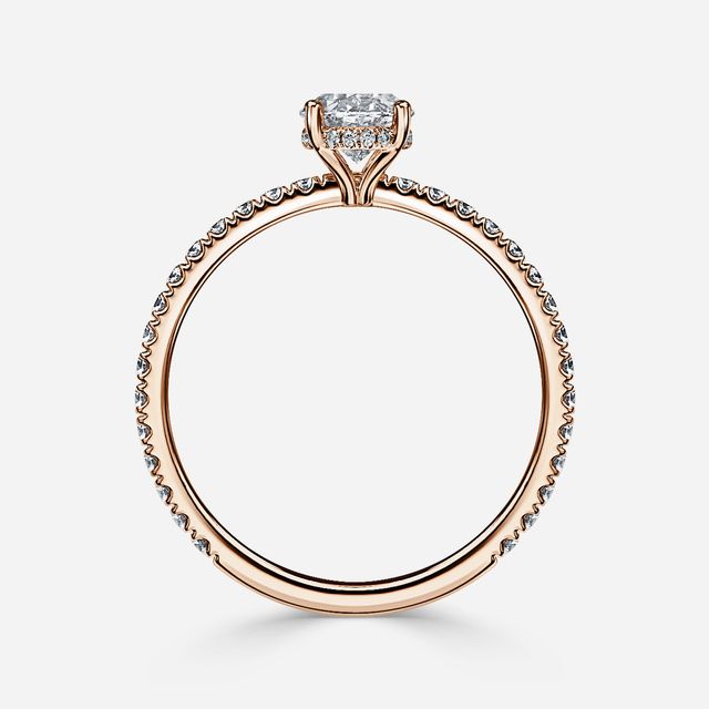 Sadie Petite Rose Gold Plain Band Bridal Set Engagement Ring