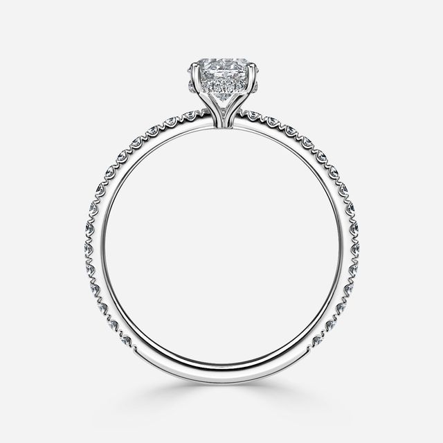 Sadie Petite Platinum Plain Band Bridal Set Engagement Ring