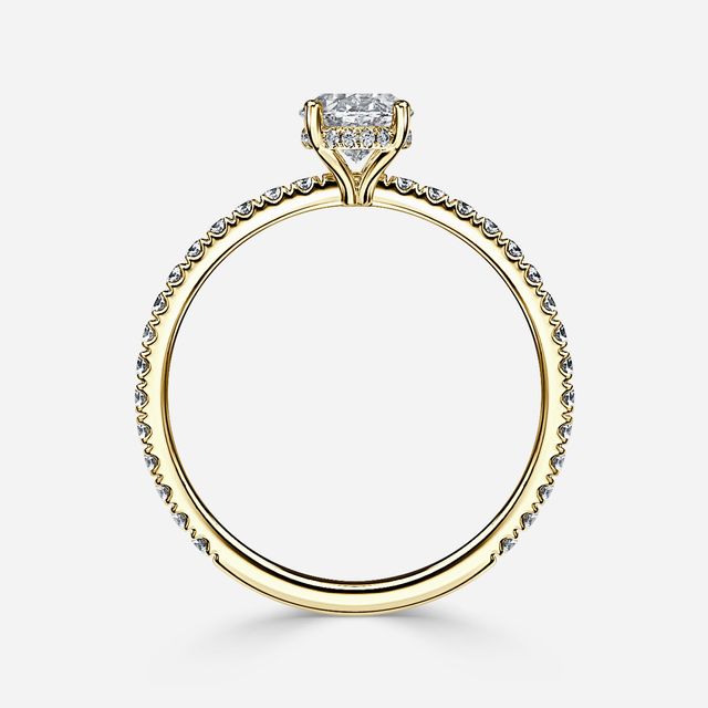 Sadie Petite Yellow Gold Plain Band Bridal Set Engagement Ring