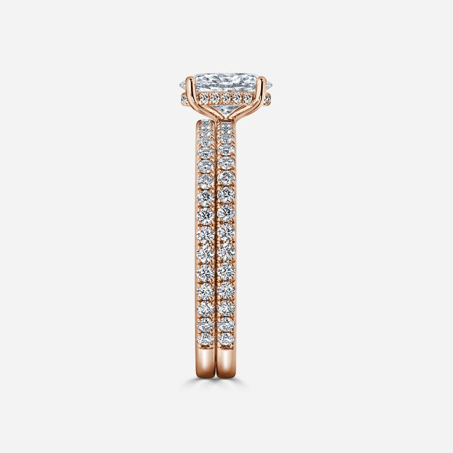 Sadie Petite Rose Gold Pavé Band Bridal Set Engagement Ring