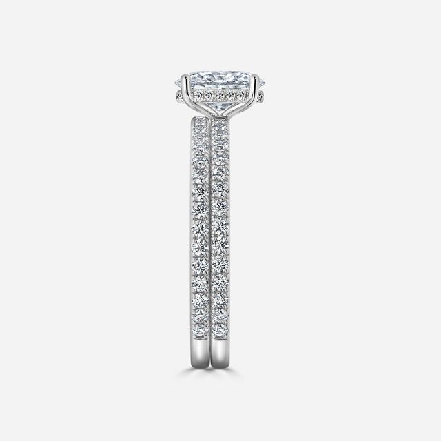Sadie Petite Platinum Pavé Band Bridal Set Engagement Ring