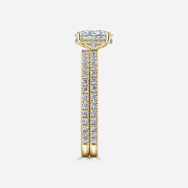 Sadie Petite Yellow Gold Pavé Band Bridal Set Engagement Ring