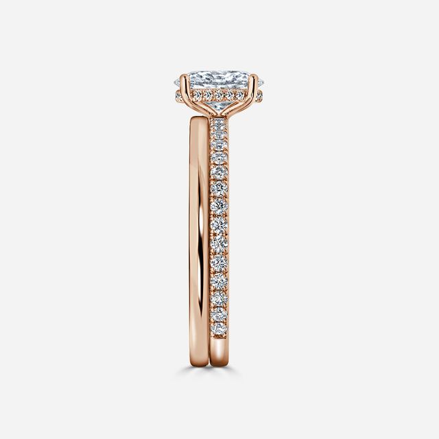 Sadie Petite Rose Gold Plain Band Bridal Set Engagement Ring