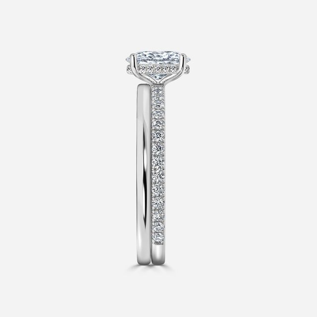 Sadie Petite Platinum Plain Band Bridal Set Engagement Ring
