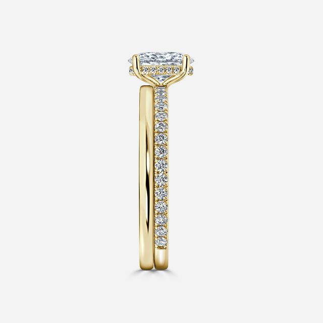 Sadie Petite Yellow Gold Plain Band Bridal Set Engagement Ring